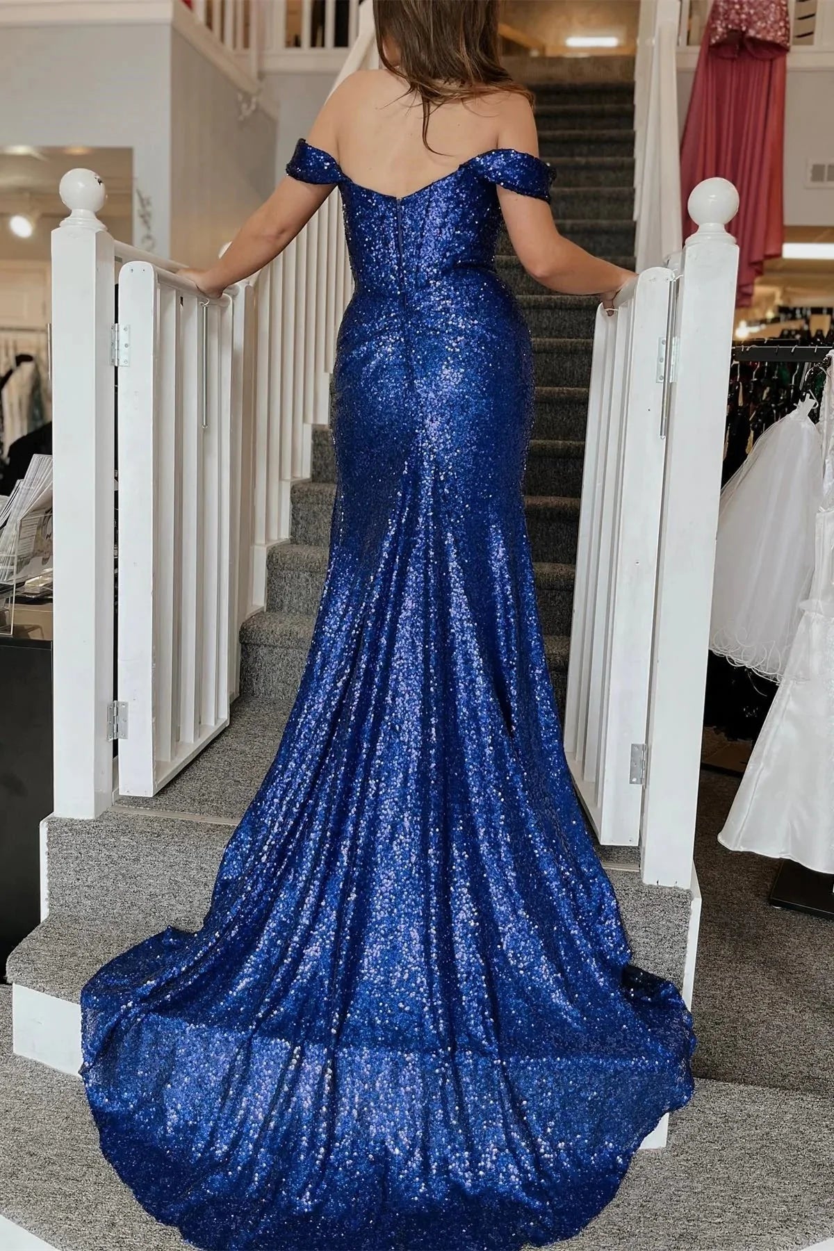 Sexy Leg Slit Long Off-the-Shoulder Sweetheart Mermaid Black Prom Dresses