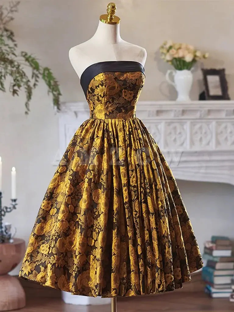 Amzcw Simple A-Line Satin Yellow Short Prom Dress Yellow Homecoming Dress prom dress in store 