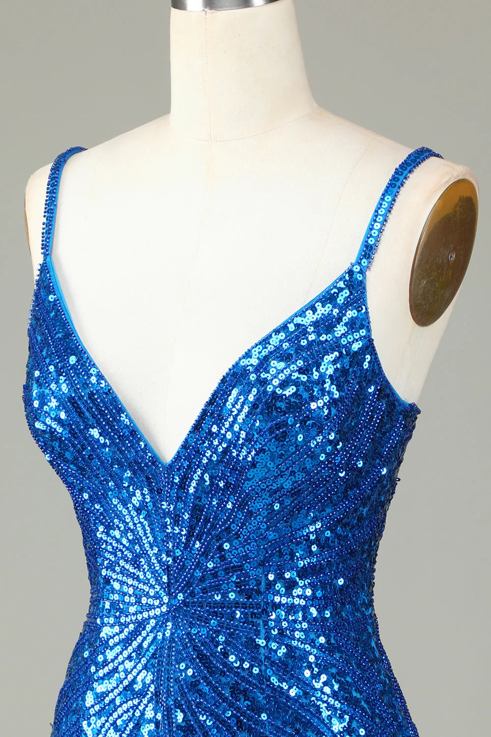 Amzcw Sparkly Blue Bodycon Lace-Up Back Beaded Short Homecoming Dress with Tassel