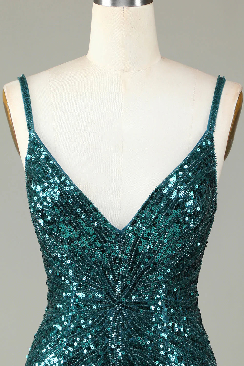 Amzcw Sparkly Peacock Blue Bodycon Lace-Up Back Short Homecoming Dress with Beading
