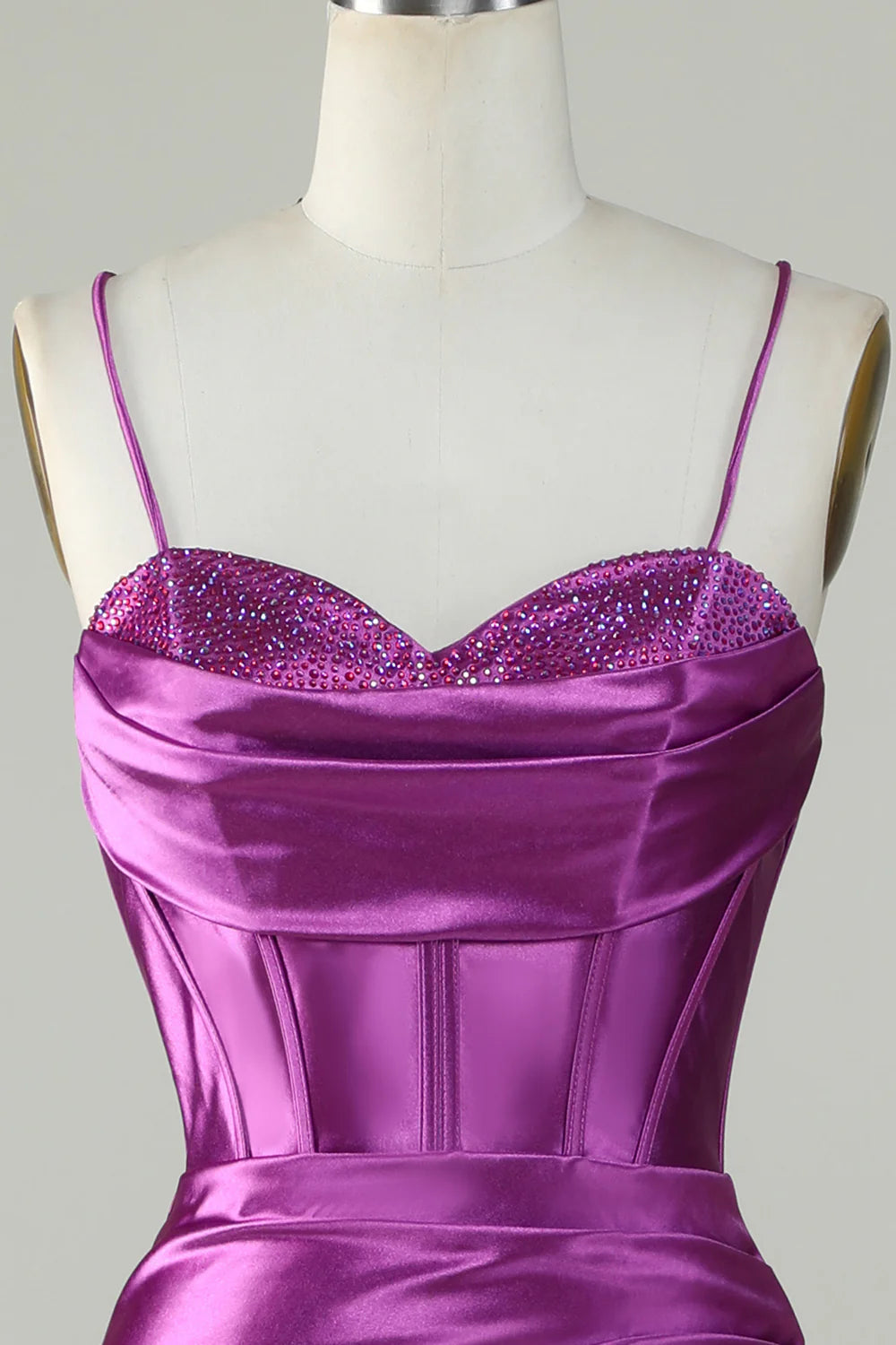 Amzcw Dark Purple Spaghetti Straps Mermaid Long Prom Dress With Slit