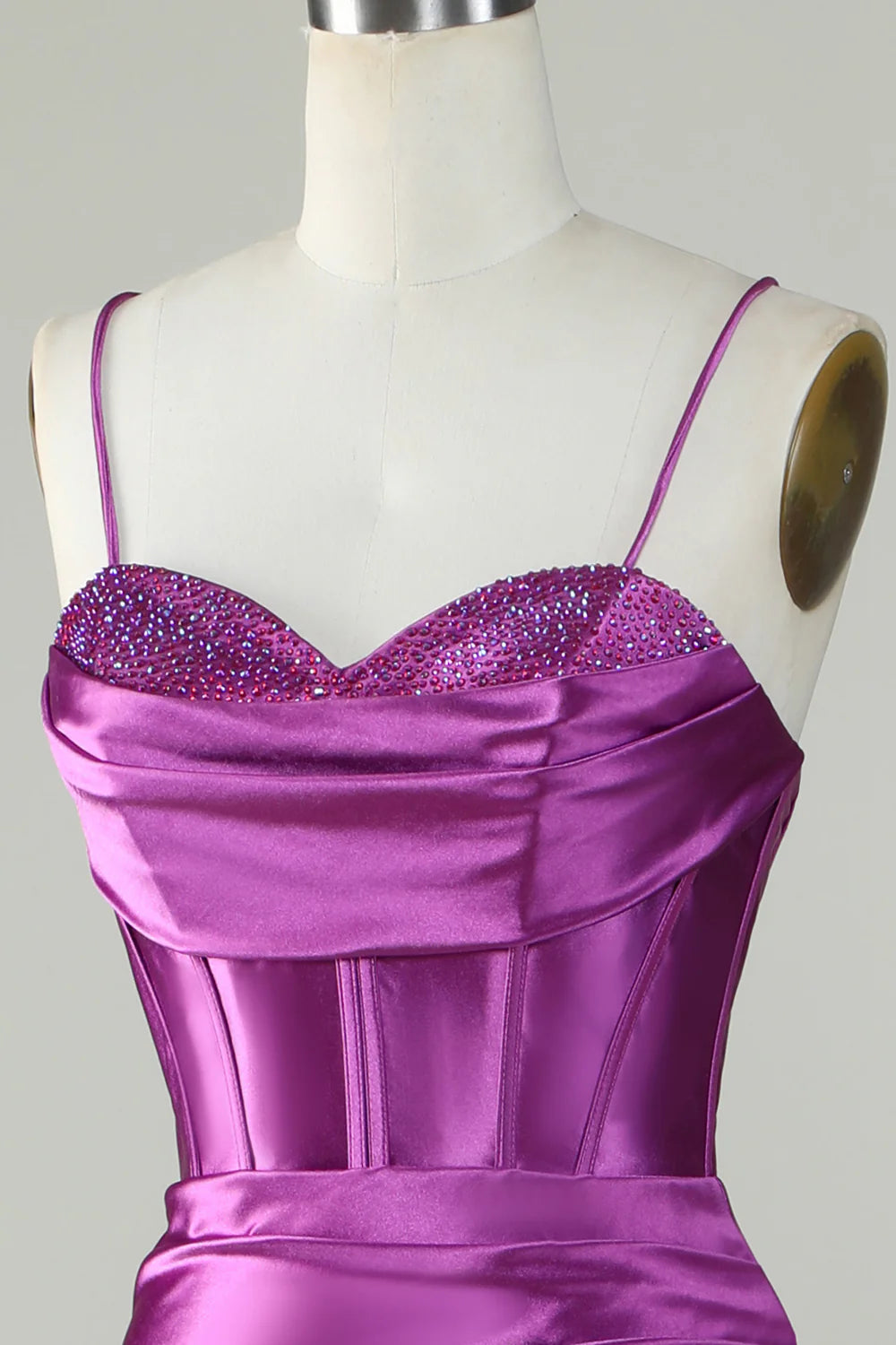 Amzcw Dark Purple Spaghetti Straps Mermaid Long Prom Dress With Slit