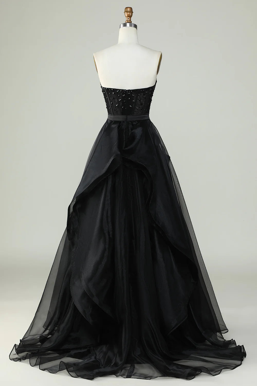 Amzcw Princess A Line Sweetheart Black Strapless Ball Gown Formal Evening Dress