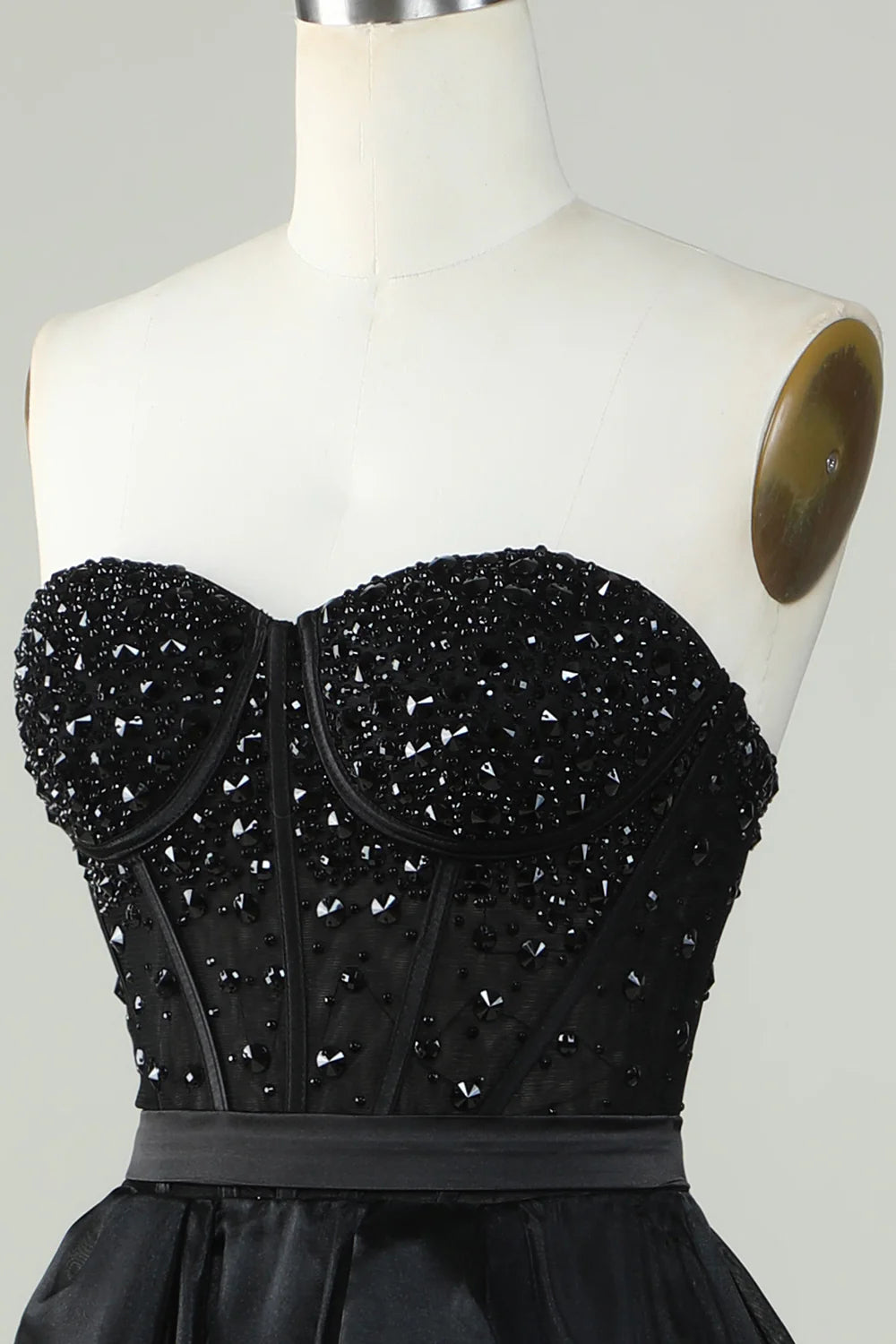 Amzcw Princess A Line Sweetheart Black Strapless Ball Gown Formal Evening Dress