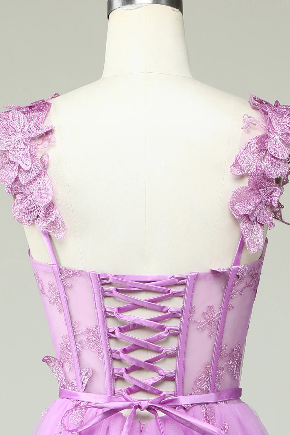 Amzcw Purple A Line Butterflies Appliques Prom Dress