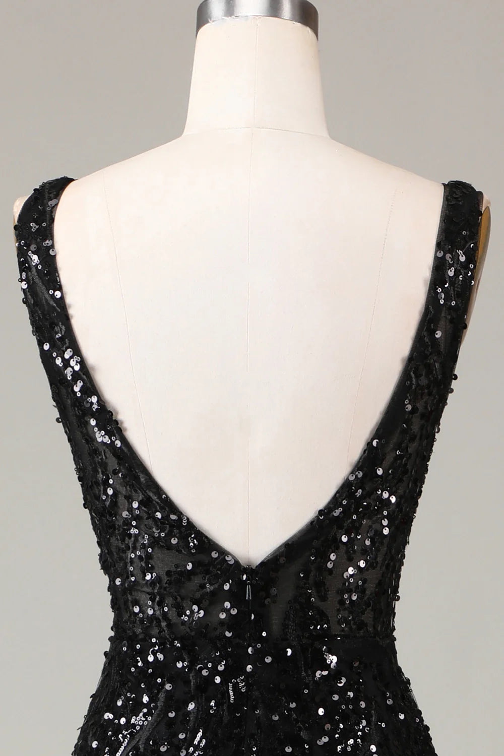 Amzcw Black Sparkly Depp V-neck Mermaid Prom Dress with Feathers