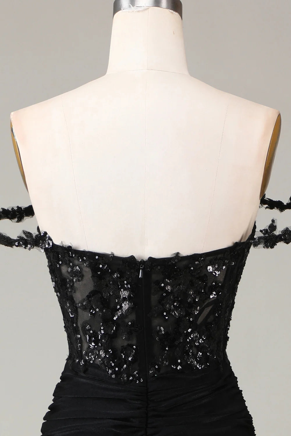Amzcw Off the Shoulder Black Sparkly Mermaid Prom Dress
