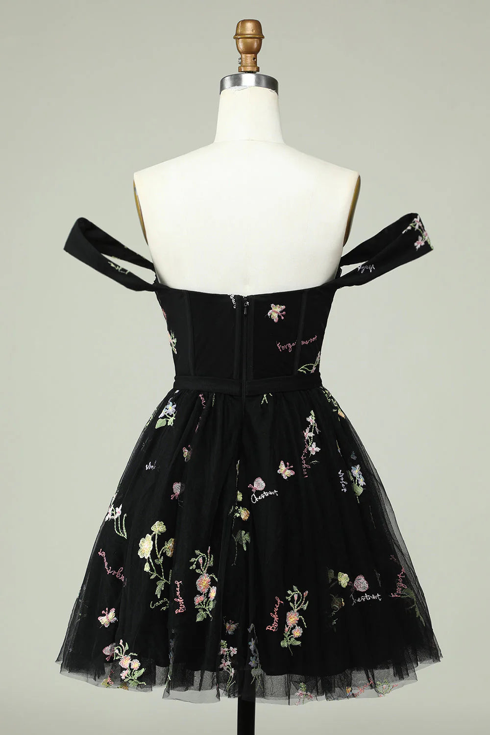 Amzcw Cute A Line Sweetheart Black Short Homecoming Dress with Embroidery