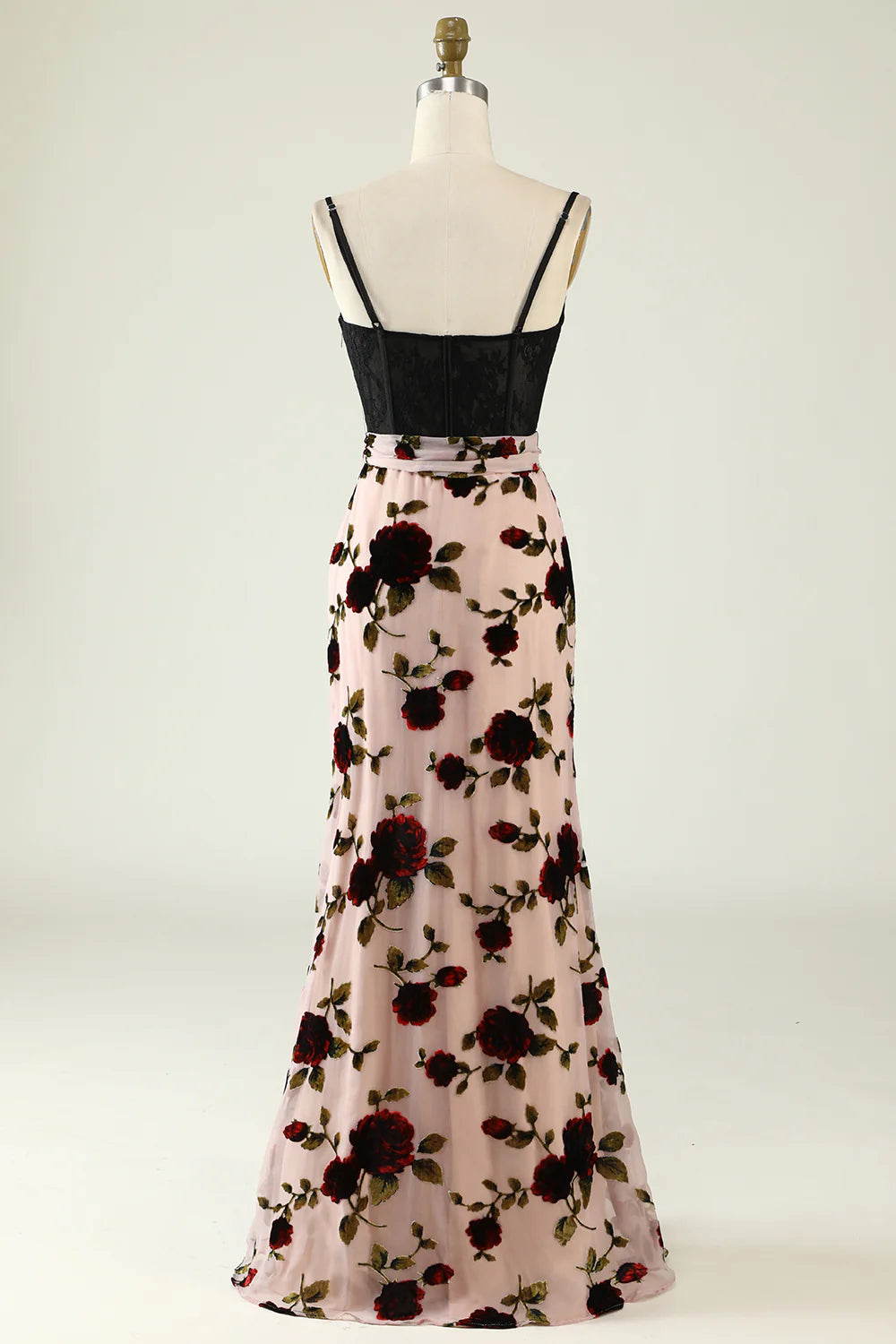 Amzcw Floral Spaghetti Straps Prom Dress with Slit