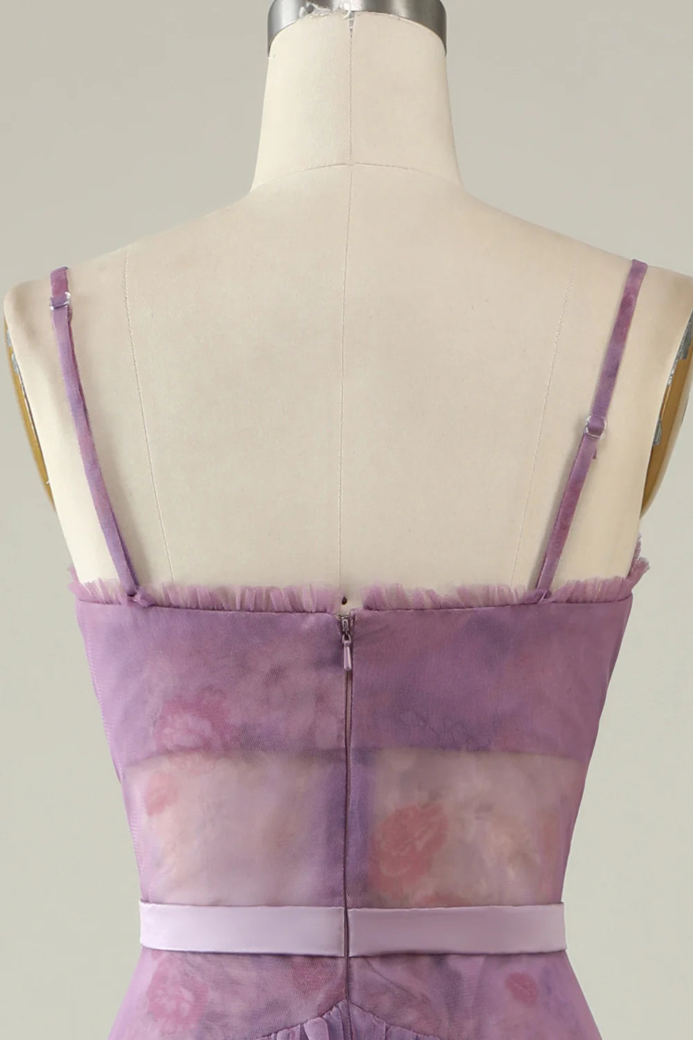 Amzcw Purple Printed A Line Corset Prom Dress