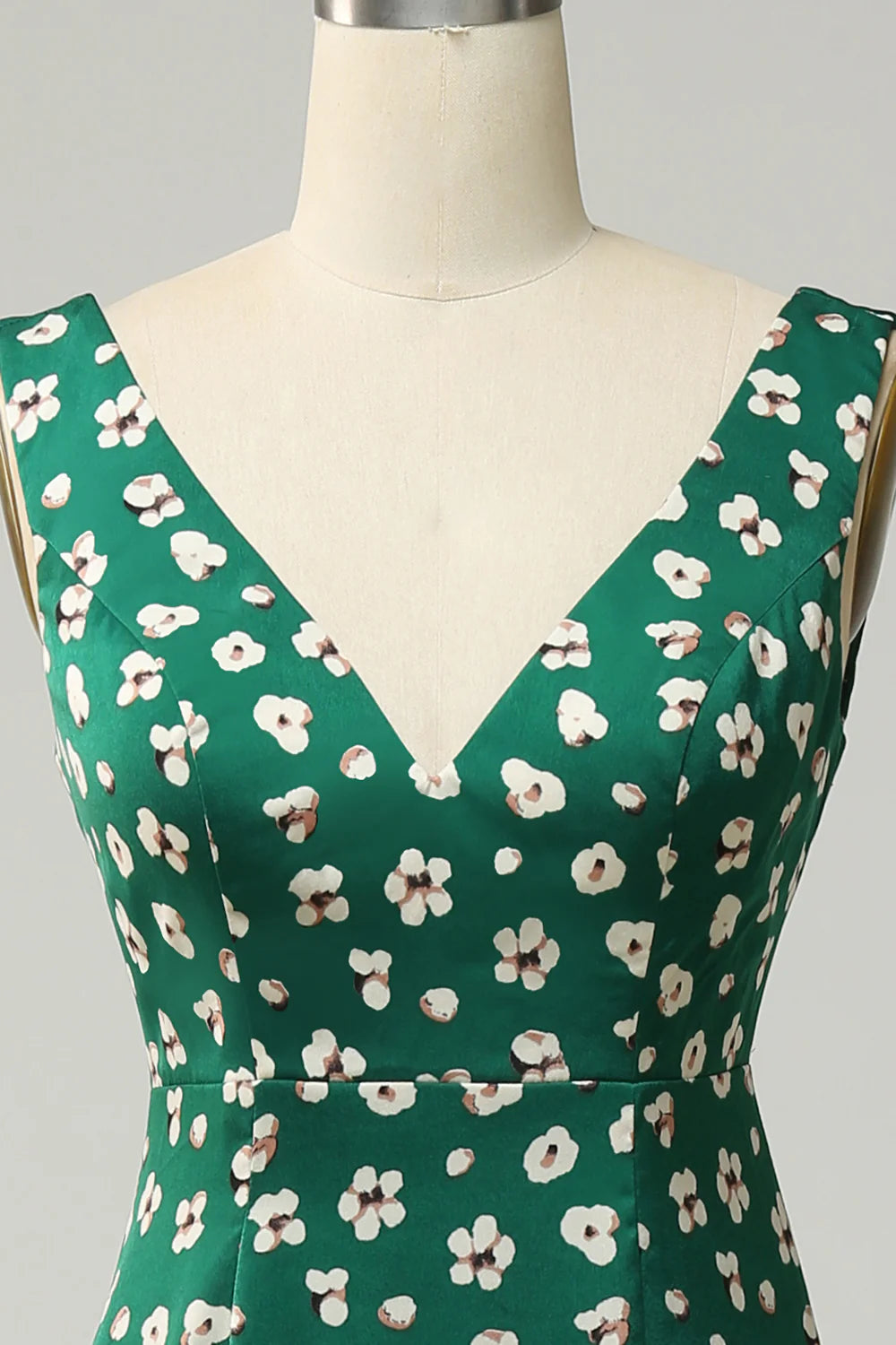 Amzcw Sheath V Neck Green Formal Dress with Slit