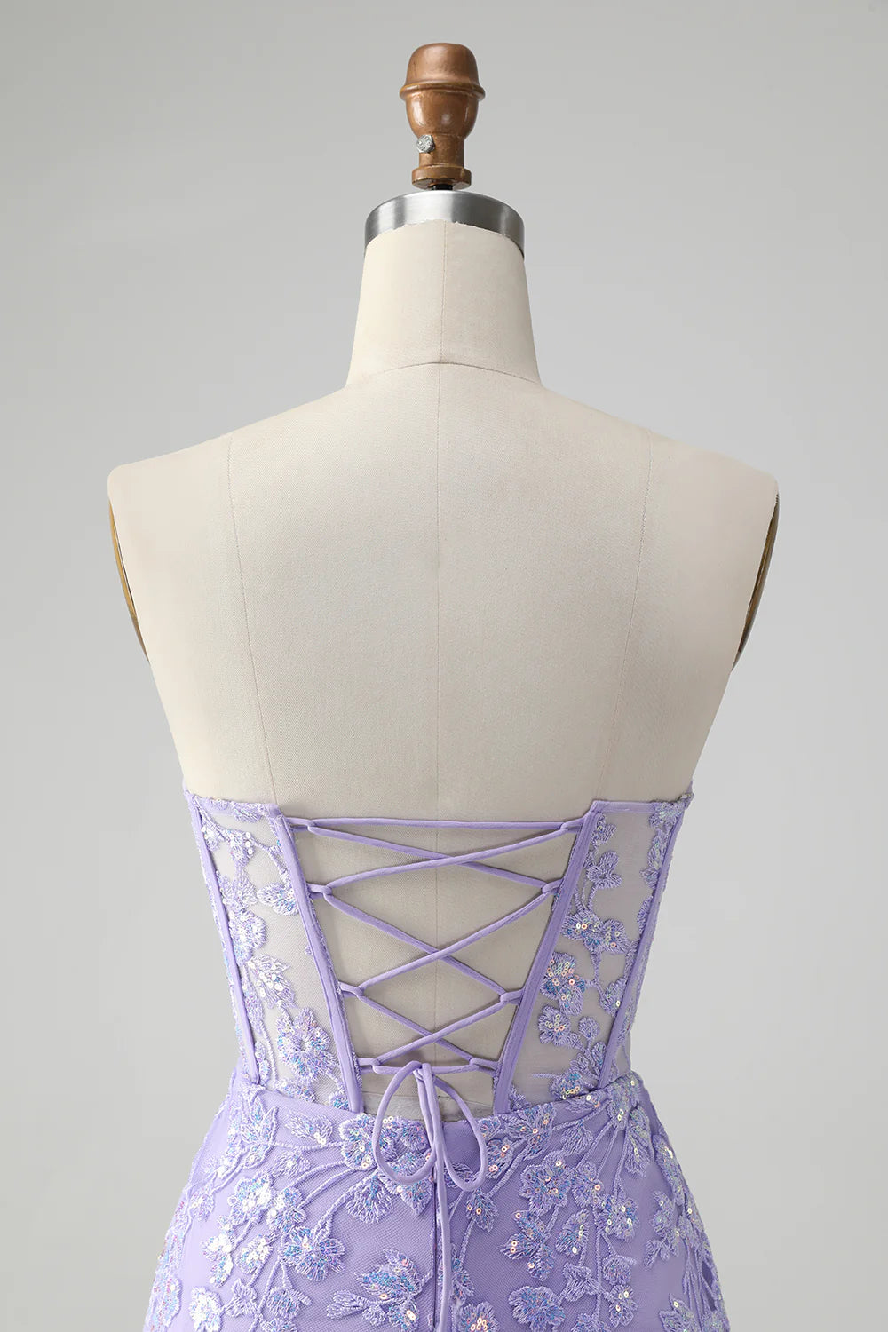 Amzcw Classy Lilac Bodycon Sweetheart Corset Short Homecoming Dress with Sequins