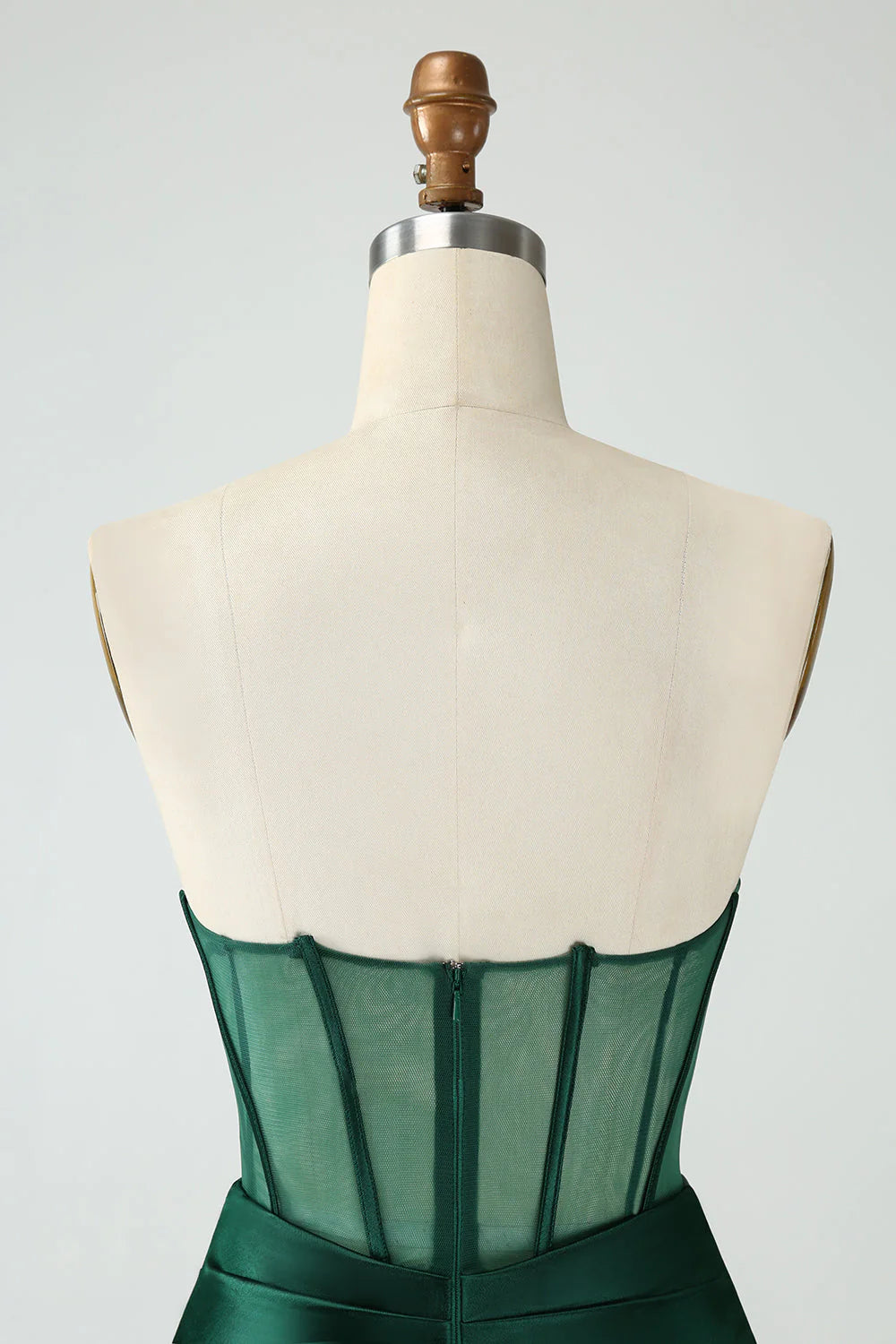 Amzcw Dark Green Bodycon Strapless Corset Short Homecoming Dress