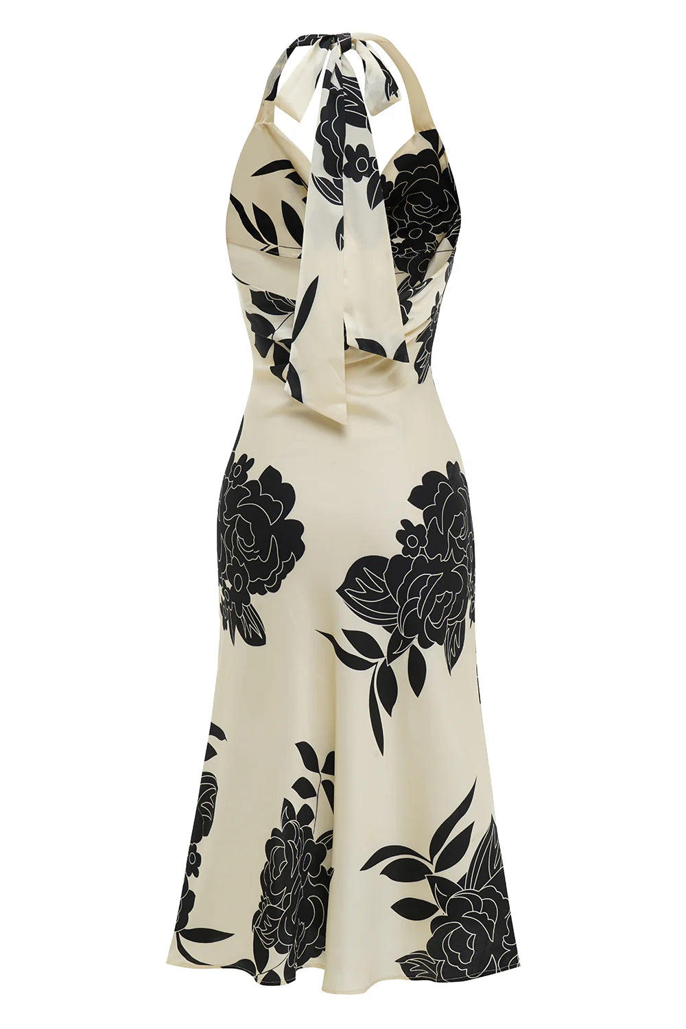 Black and White Floral Wedding Party Dress