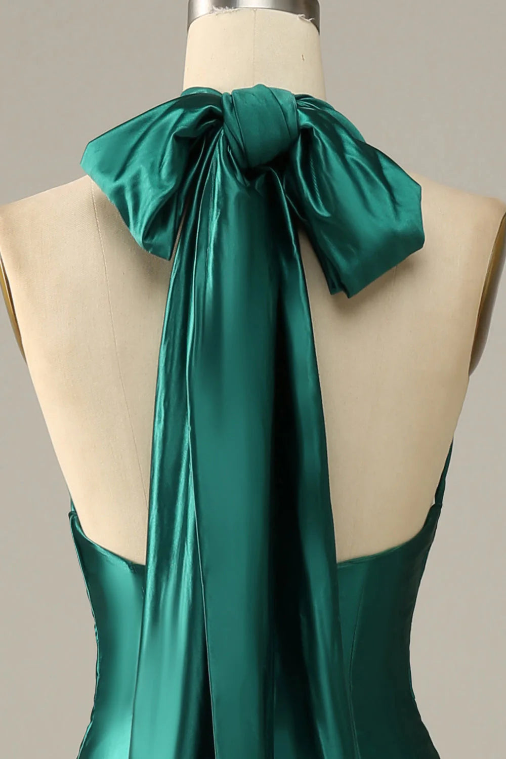 Amzcw Dark Green Halter Lace Up Mermaid Prom Dress With Slit prom dresses with long sleeves