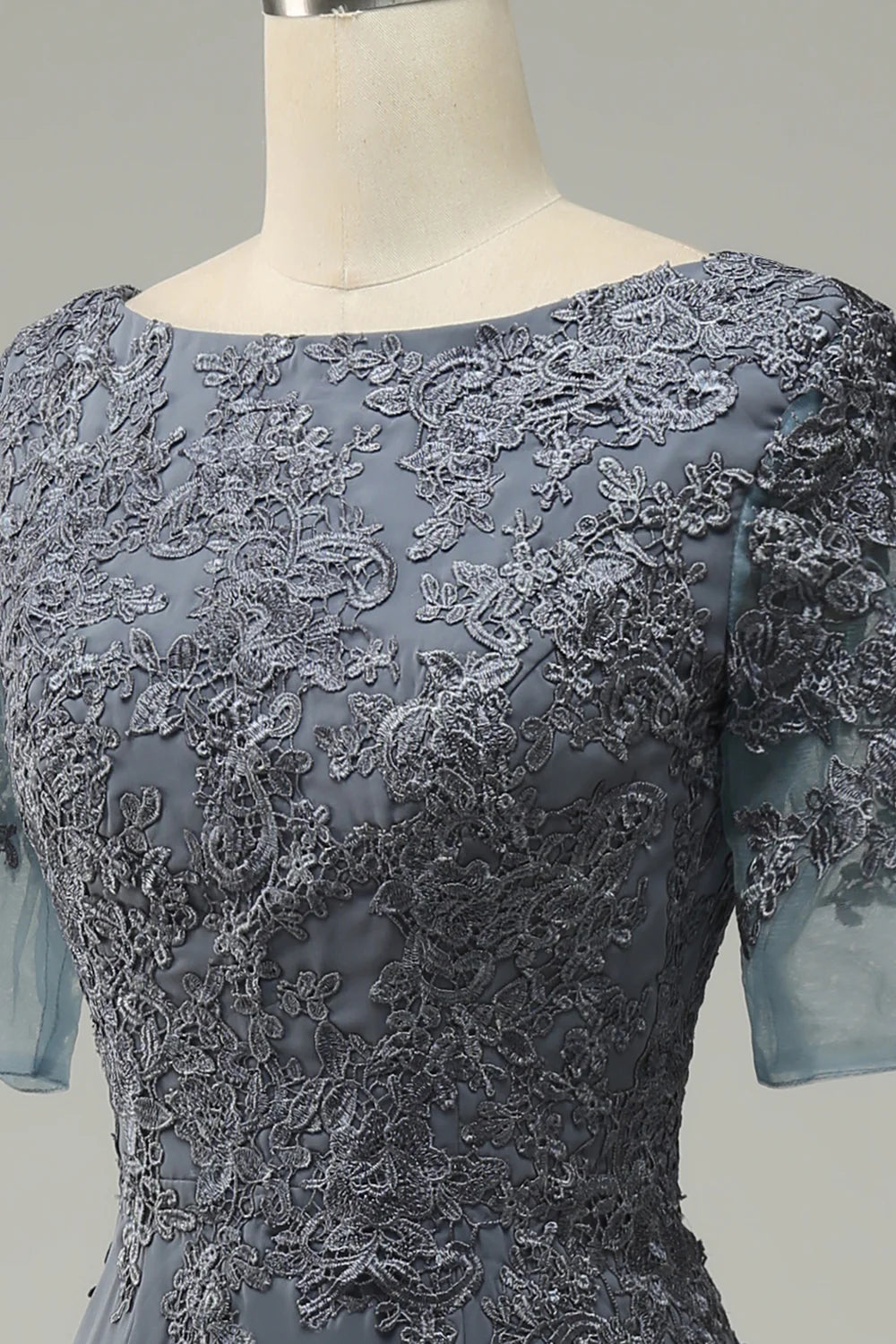 Grey Appliques Mother of Bride Dress