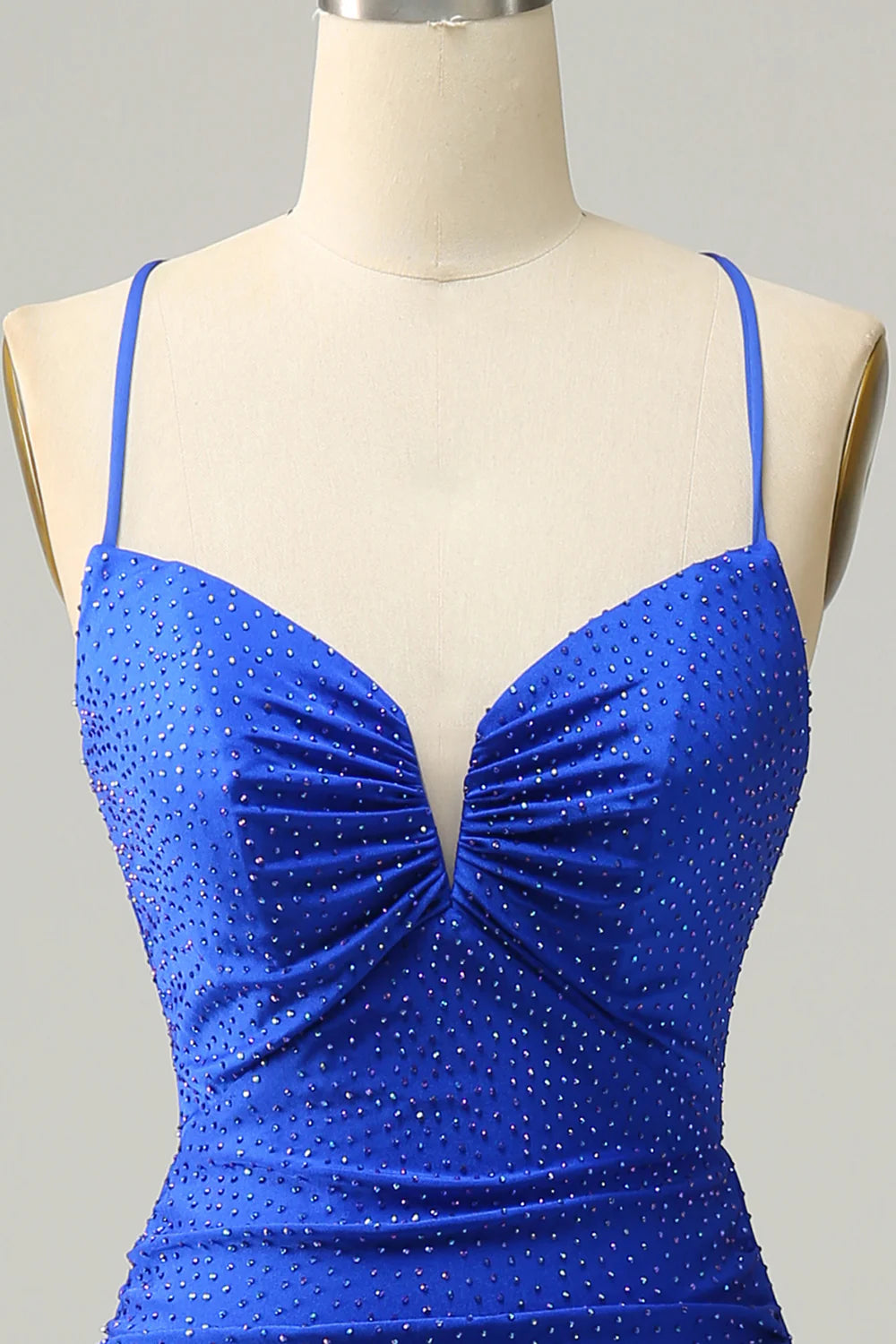 Amzcw Mermaid Spaghetti Straps Royal Blue Long Prom Dress with Beading
