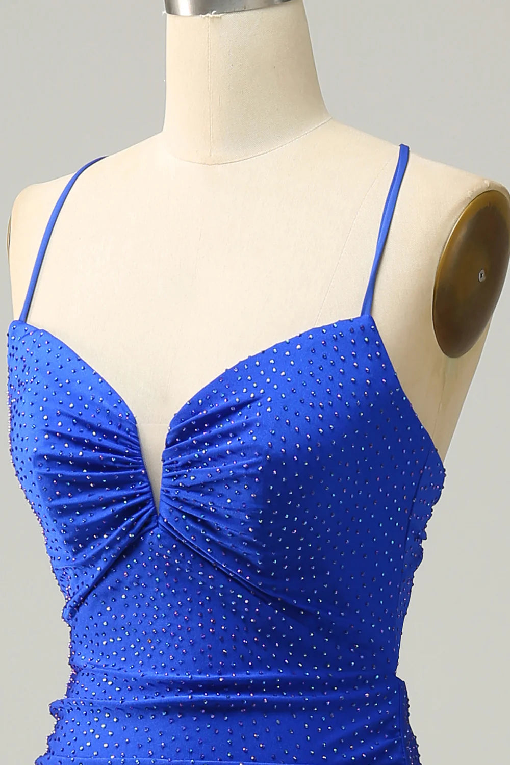 Amzcw Mermaid Spaghetti Straps Royal Blue Long Prom Dress with Beading