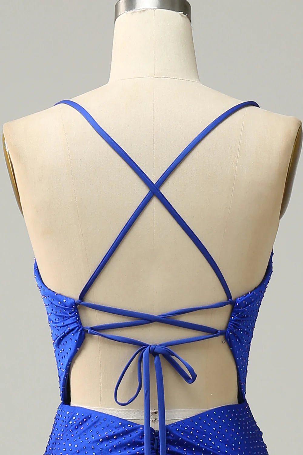 Amzcw Mermaid Spaghetti Straps Royal Blue Long Prom Dress with Beading