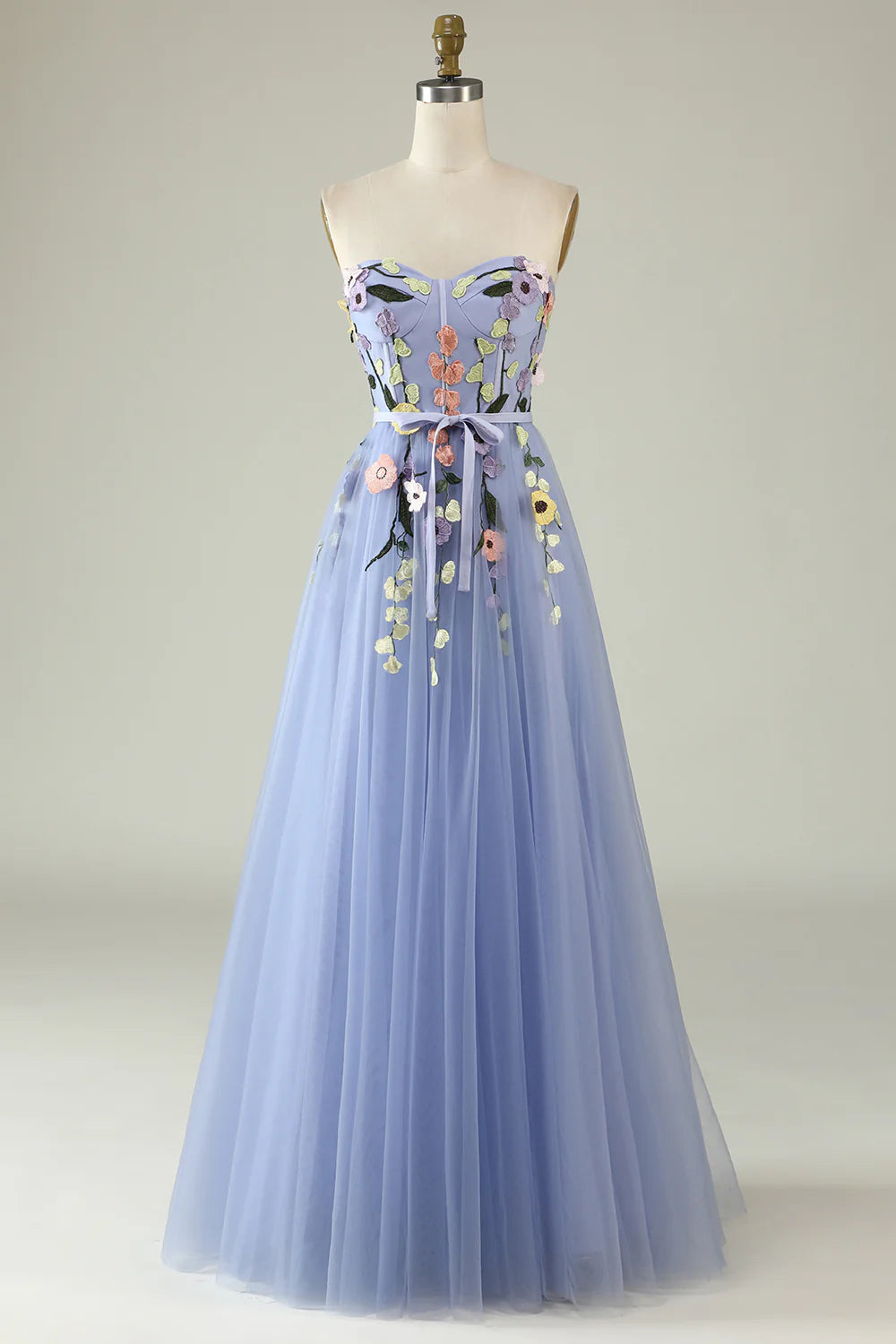 Amzcw A Line Sweetheart Lavender Long Prom Dress with Appliques