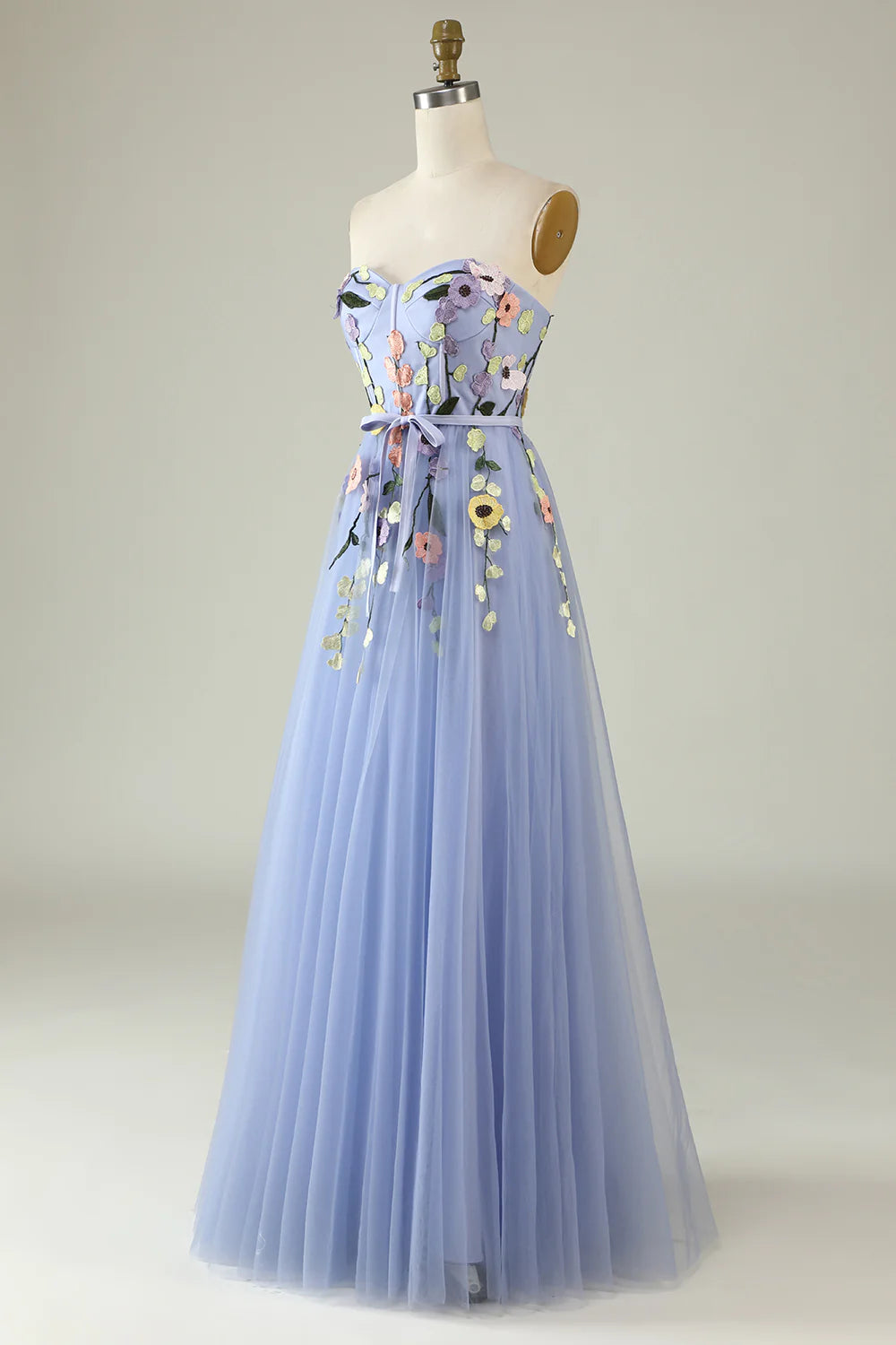 Amzcw A Line Sweetheart Lavender Long Prom Dress with Appliques