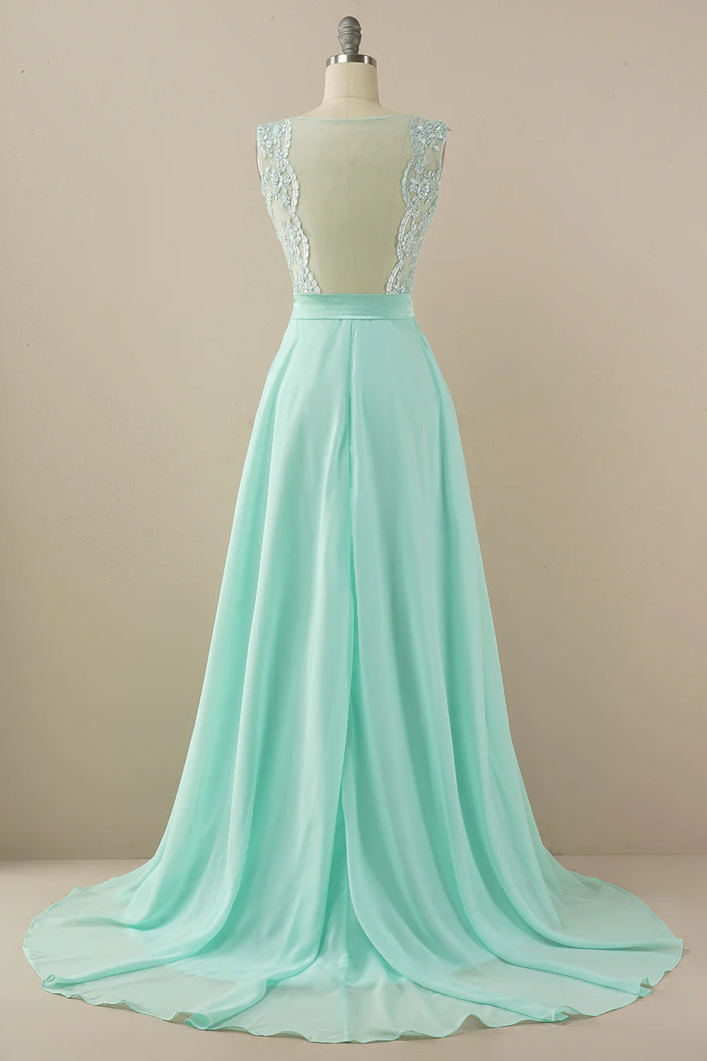 A Line Lace Top Evening Dressv Neck Chiffon Prom Dress sexy Prom Party Dresses formal Dress