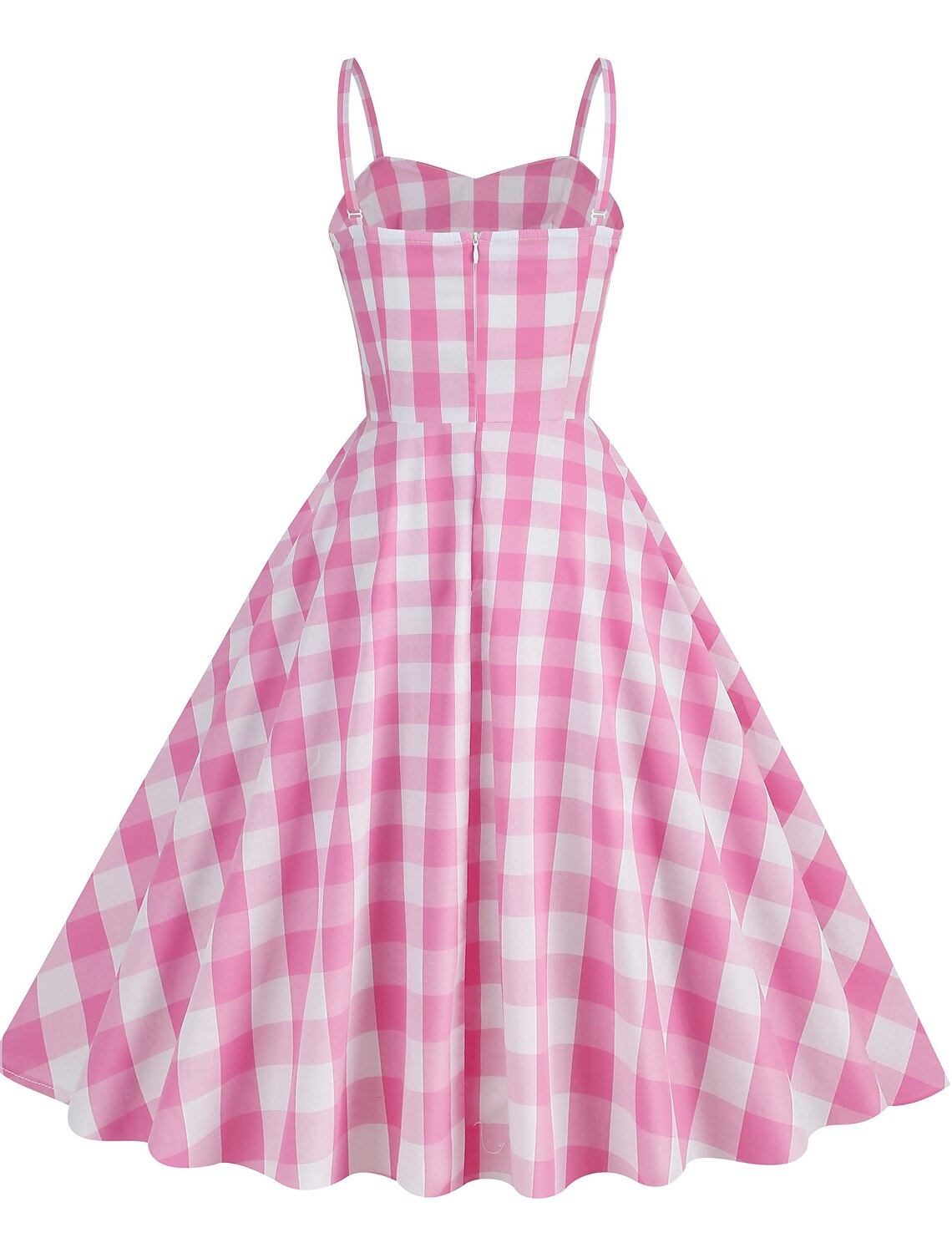 A-Line Party Dresses 1950s Dress Holiday Knee Length Sleeveless Spaghetti Strap pink hobbies Dresses Cotton with Pleats