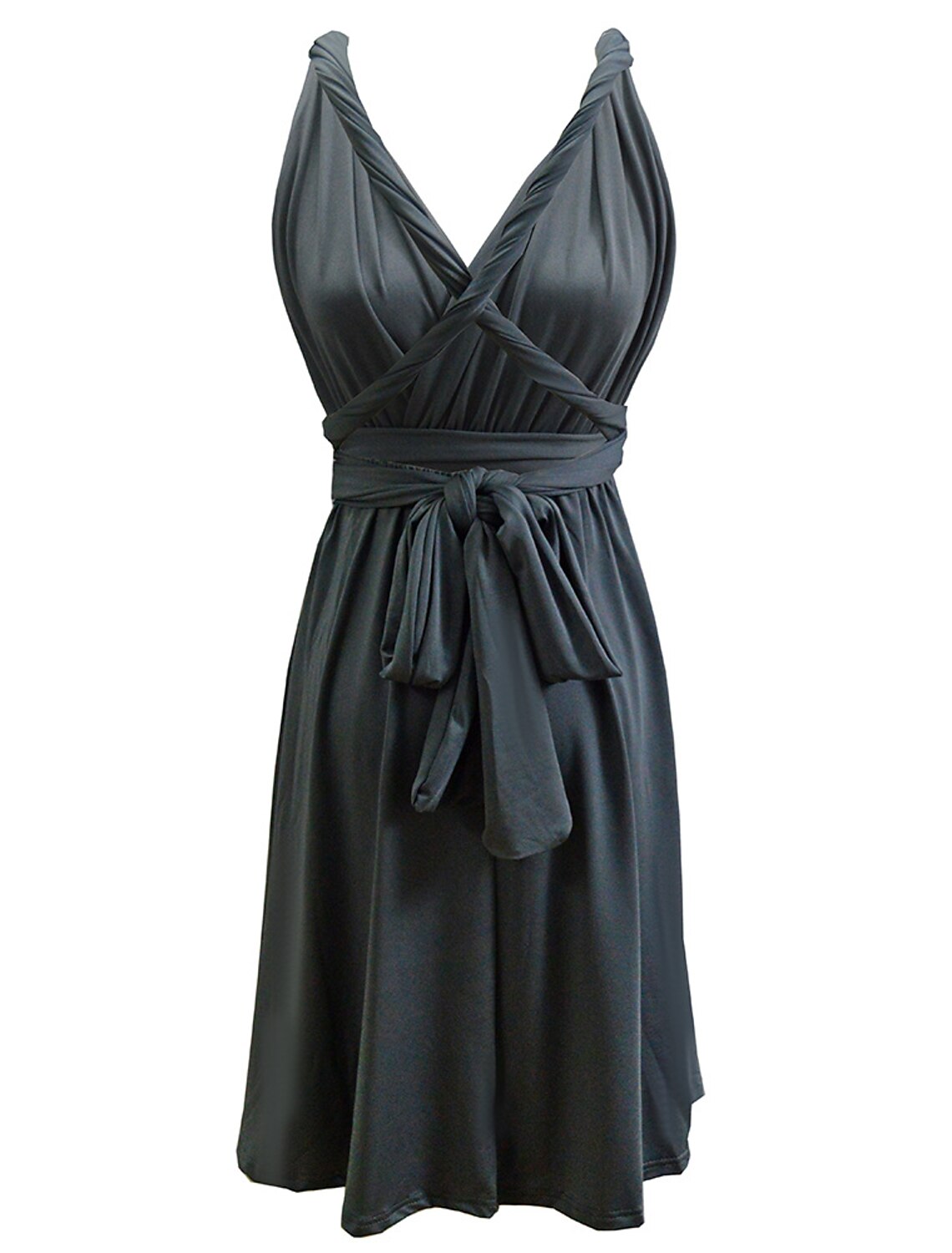 A-Line Party Dresses Casual Dress Homecoming Knee Length Sleeveless Halter Convertible Spandex with Pleats Strappy