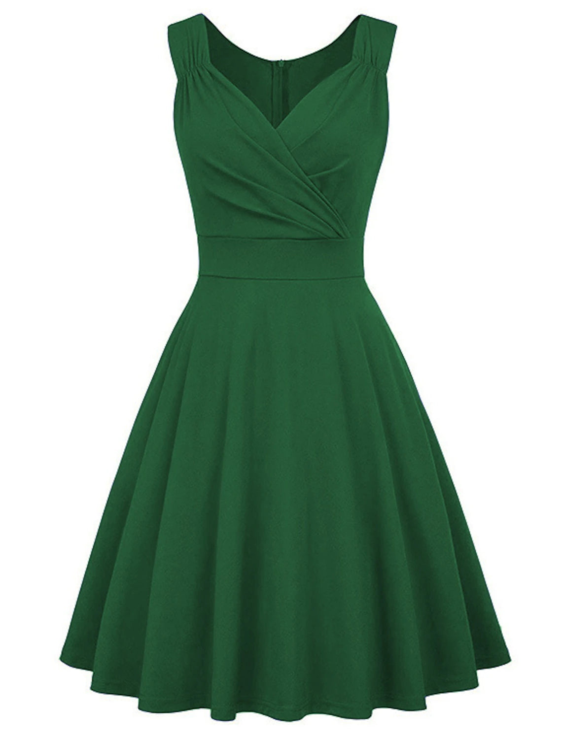 A-Line Minimalist Elegant Party Wear Cocktail Party Dress V Neck Sleeveless Tea Length Spandex with Pleats