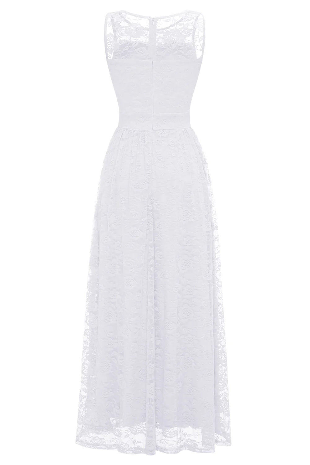 White Long Lace Formal Dress