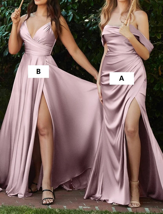 Mermaid / Trumpet Bridesmaid Dress One Shoulder Sleeveless Pink Floor Length Chiffon with Split Front / Ruching