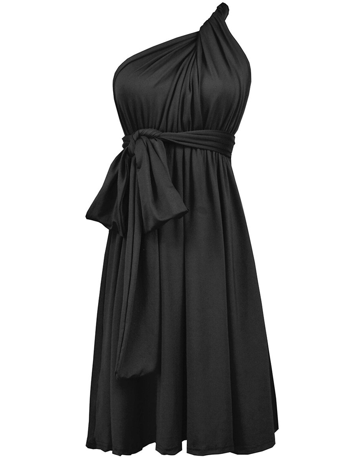 A-Line Party Dresses Casual Dress Homecoming Knee Length Sleeveless Halter Convertible Spandex with Pleats Strappy