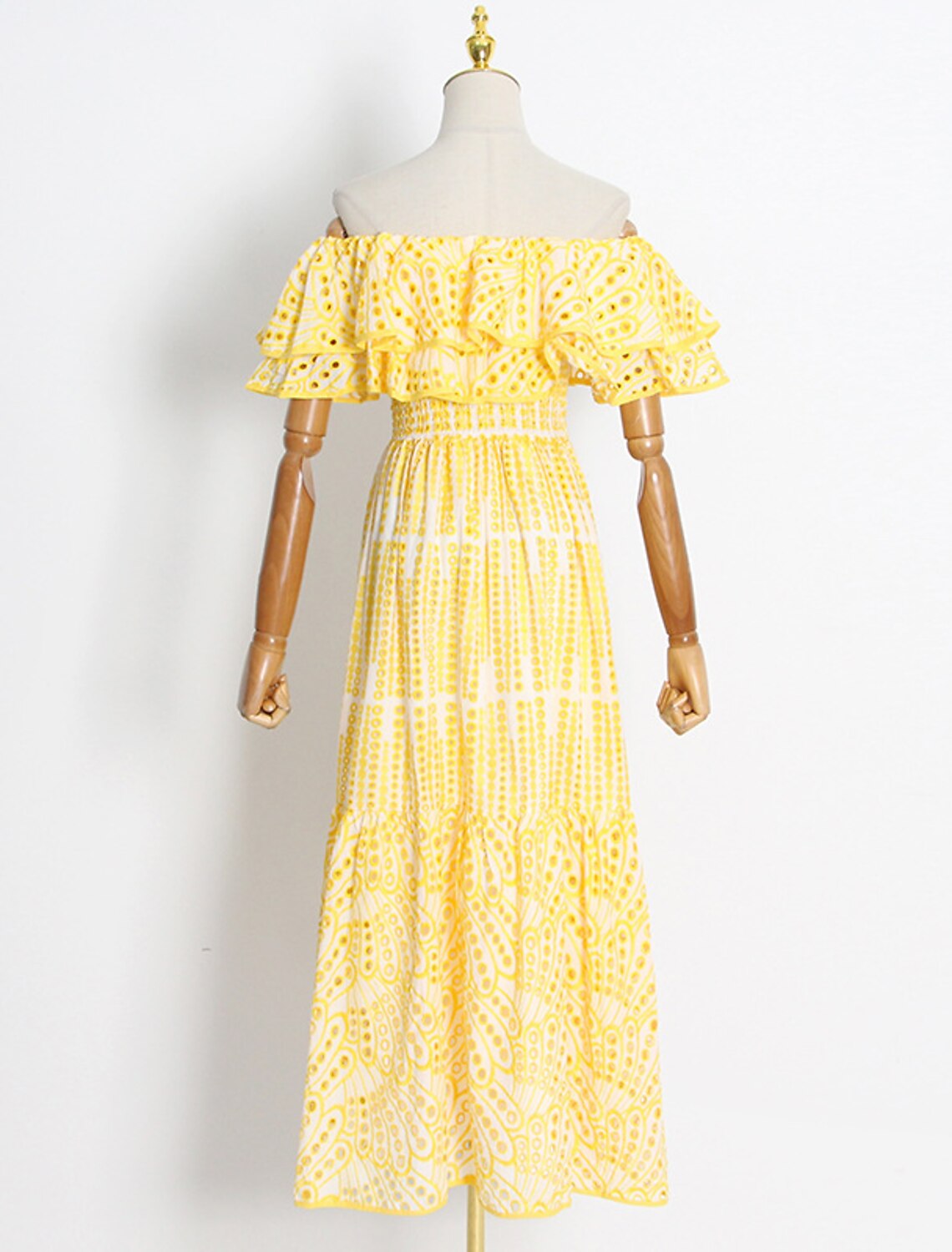 A-Line Wedding Guest Dresses Casual Dress Holiday Ankle Length Short Sleeve Off Shoulder Polyester with Ruffles Embroidery