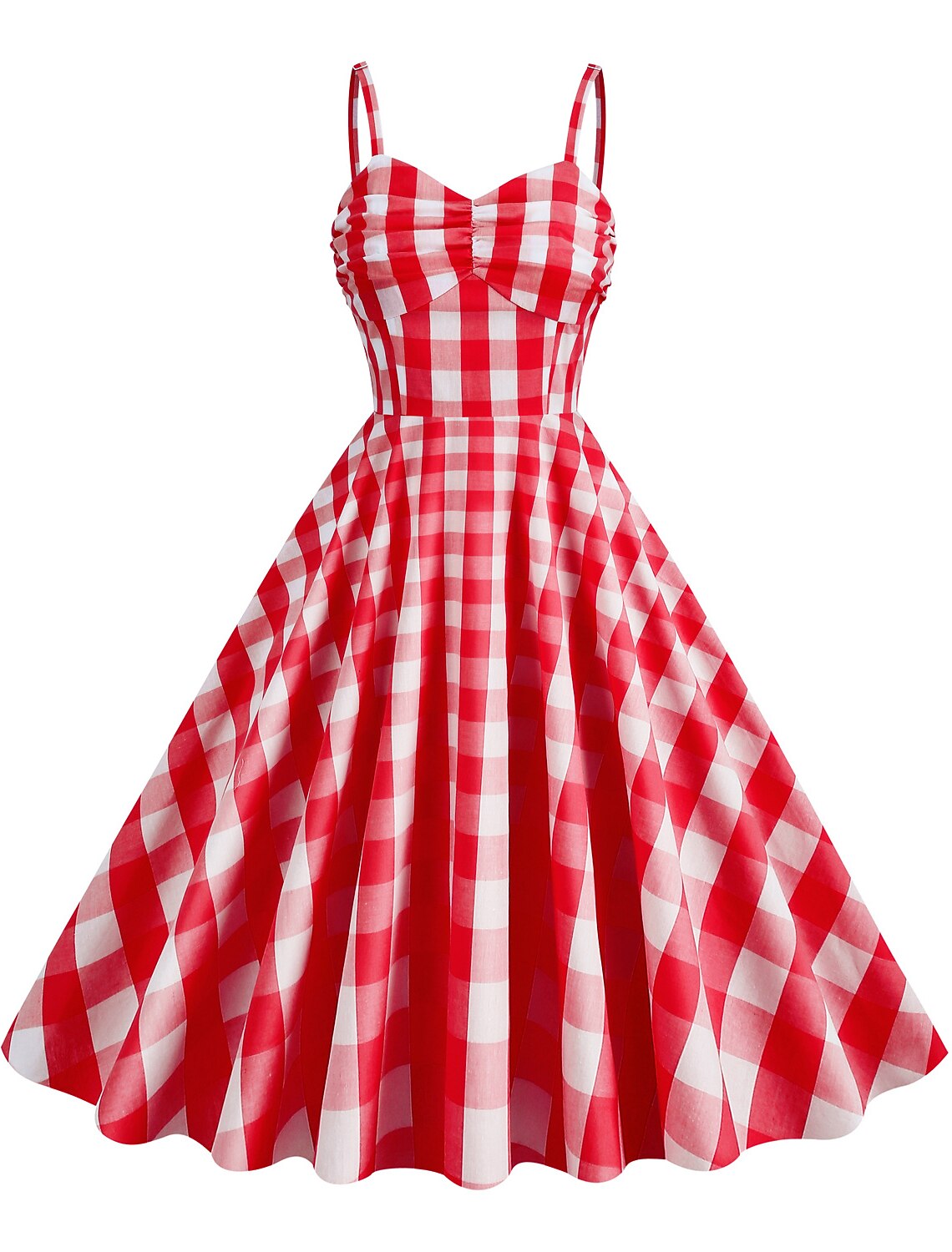 A-Line Party Dresses 1950s Dress Holiday Knee Length Sleeveless Spaghetti Strap pink hobbies Dresses Cotton with Pleats