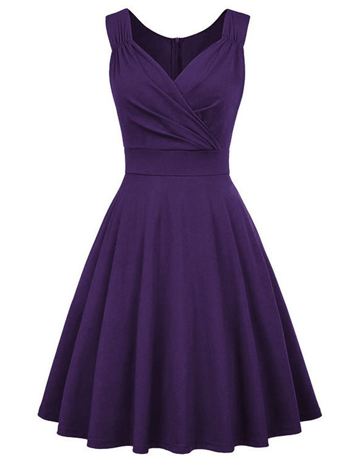 A-Line Minimalist Elegant Party Wear Cocktail Party Dress V Neck Sleeveless Tea Length Spandex with Pleats