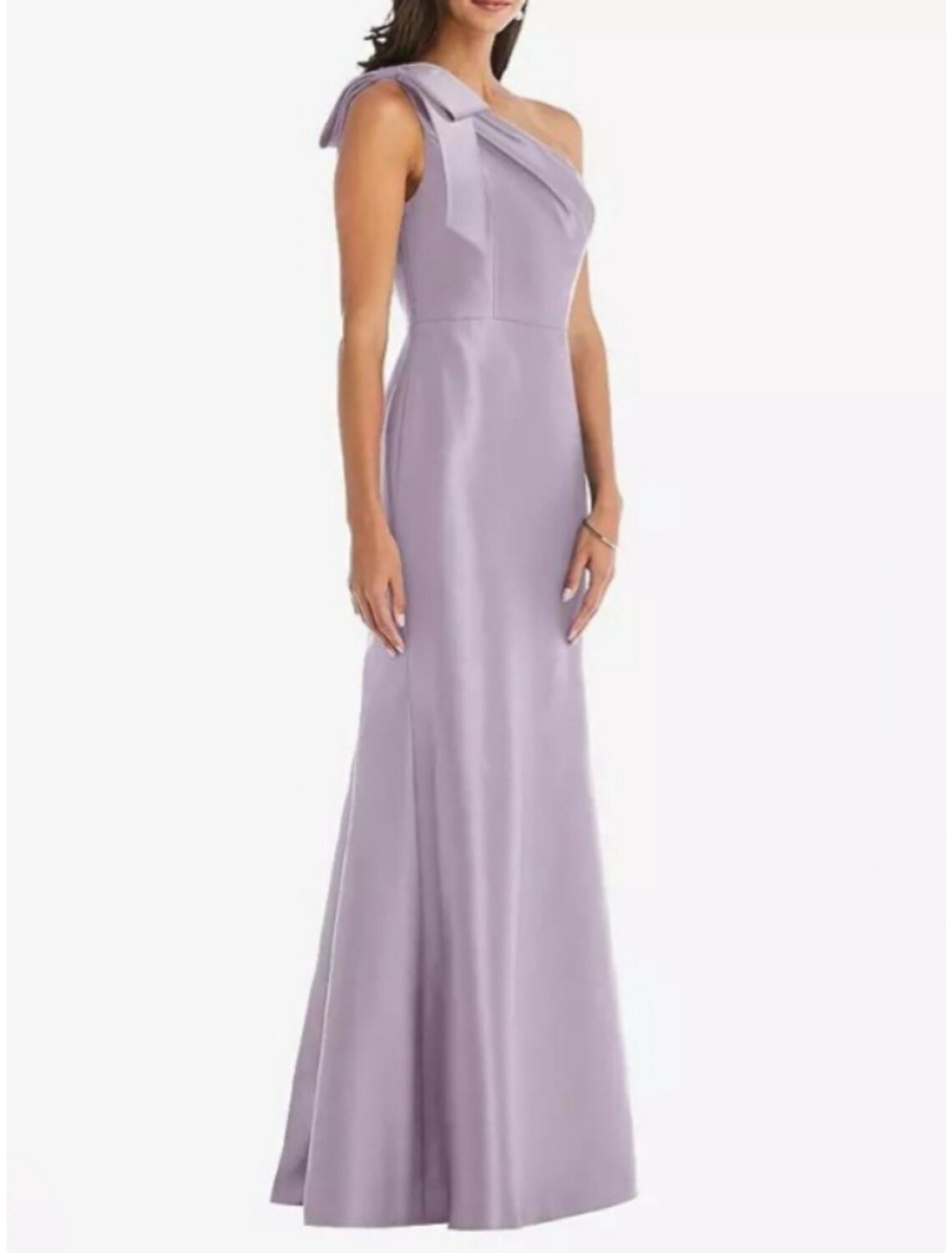 Sheath / Column Bridesmaid Dress One Shoulder Sleeveless Elegant Floor Length Satin with Bow(s) / Ruching