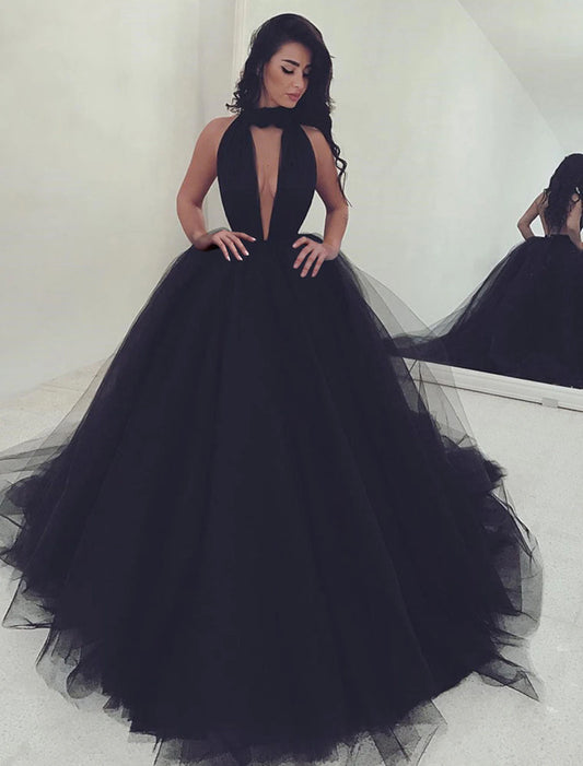 Ball Gown Evening Gown Minimalist Dress Quinceanera Court Train Sleeveless Sweetheart Tulle with Sleek