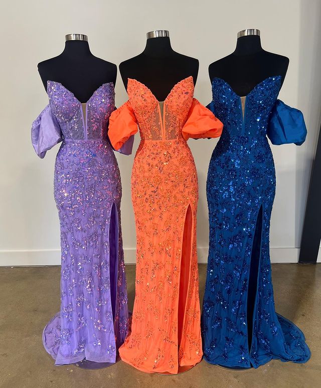 Mermaid Off the Shoulder Strapless Prom Dresses with Appliques
