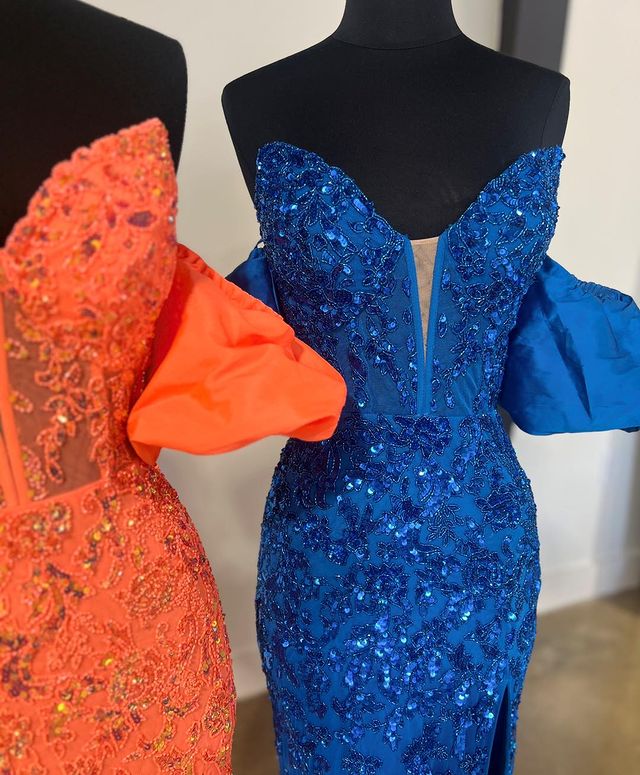 Mermaid Off the Shoulder Strapless Prom Dresses with Appliques