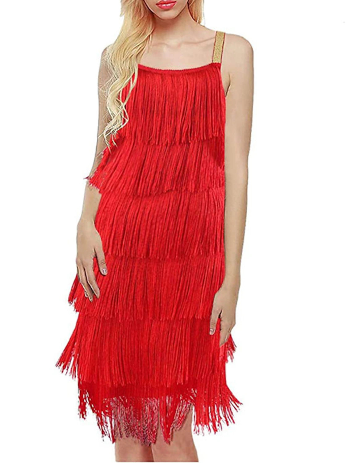 Women's Party Dress Black Dress Wedding Guest Fringe Dress Cocktail Dress Homecoming Dress Mini Dress Black White Red Sleeveless Tassel Winter Spaghetti Strap