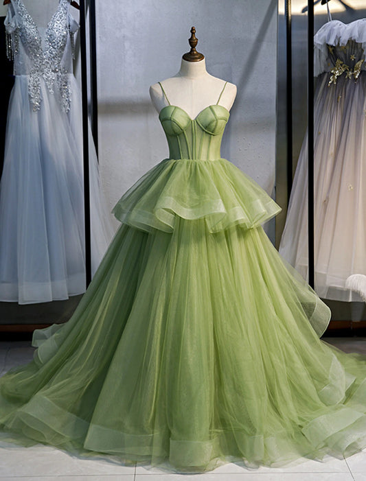 Ball Gown Quinceanera Dresses Elegant Dress Performance Sweet 16 Court Train Sleeveless Spaghetti Strap Tulle with Ruffles