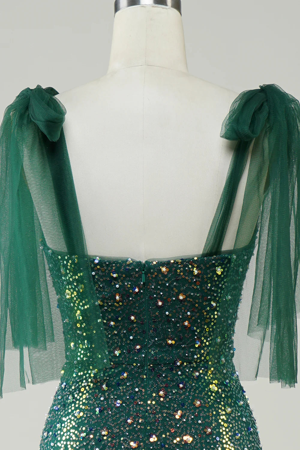 Amzcw Sparkly Dark Green Mermaid Sequin Long Prom Dress with Slit