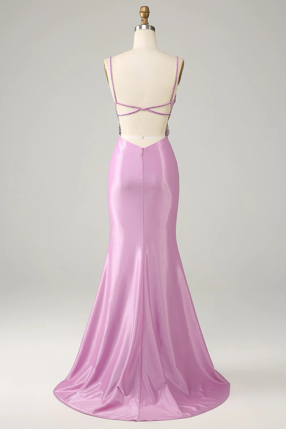 Amzcw Purple Mermaid Backless Spaghetti Straps Butterflies Prom Dress