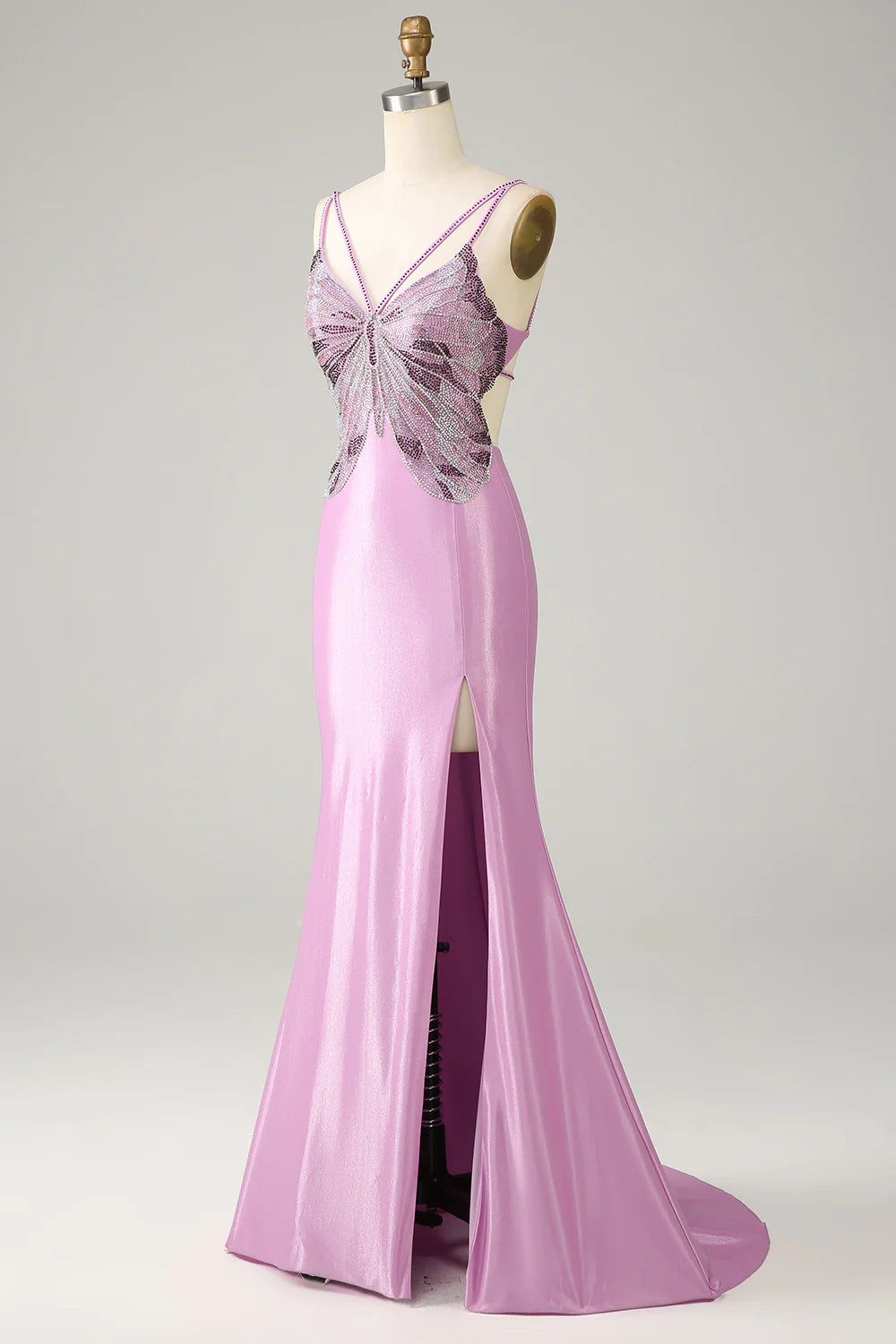 Amzcw Purple Mermaid Backless Spaghetti Straps Butterflies Prom Dress