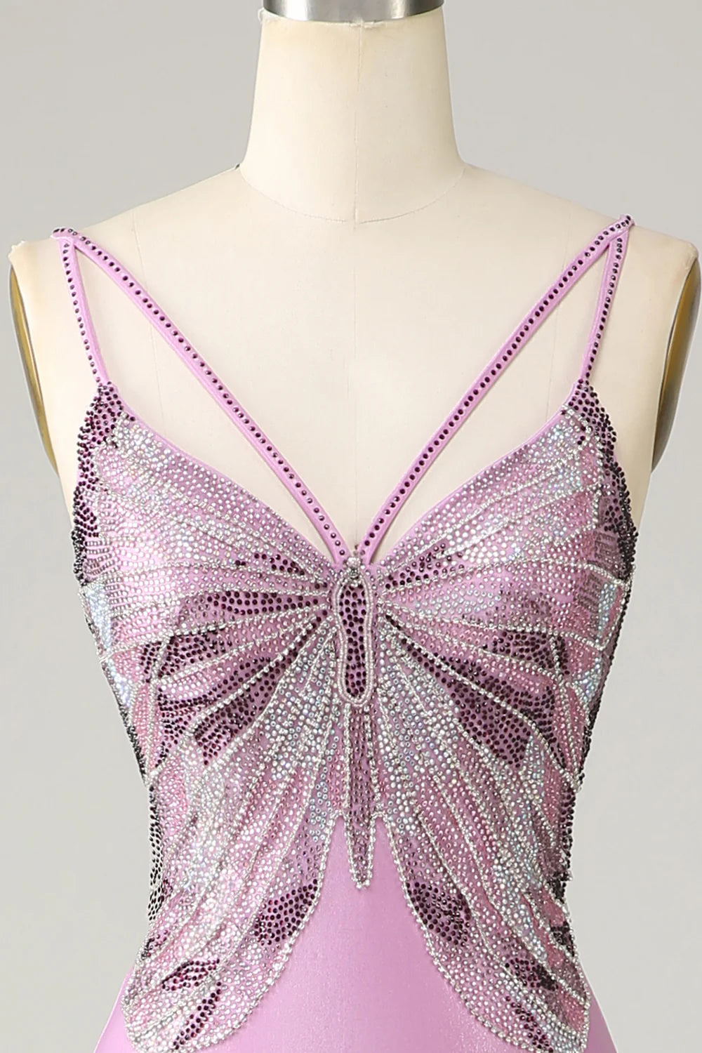Amzcw Purple Mermaid Backless Spaghetti Straps Butterflies Prom Dress