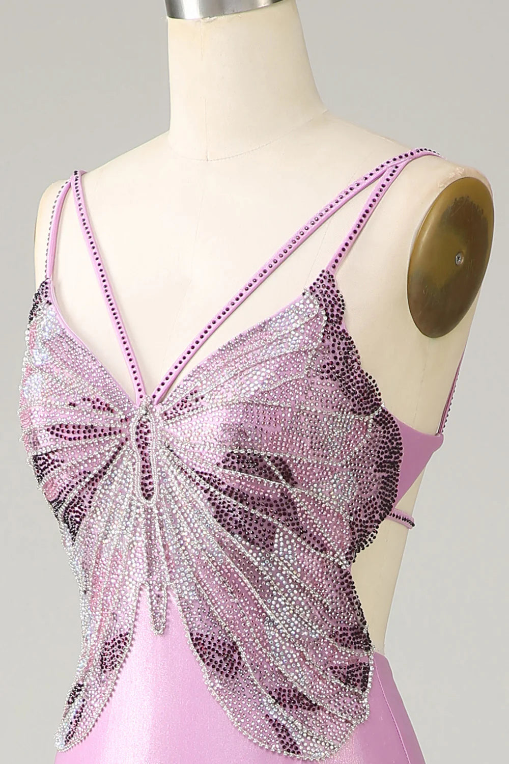 Amzcw Purple Mermaid Backless Spaghetti Straps Butterflies Prom Dress