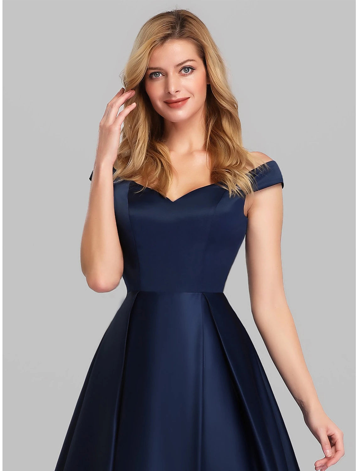 A-Line Evening Gown Elegant & Luxurious Dress Wedding Guest Floor Length Sleeveless Plunging Neck Satin with Ruched