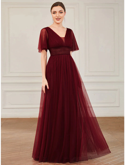 A-Line Bridesmaid Dress Off Shoulder Sleeveless Elegant Tea Length Satin with Bow(s) / Pleats