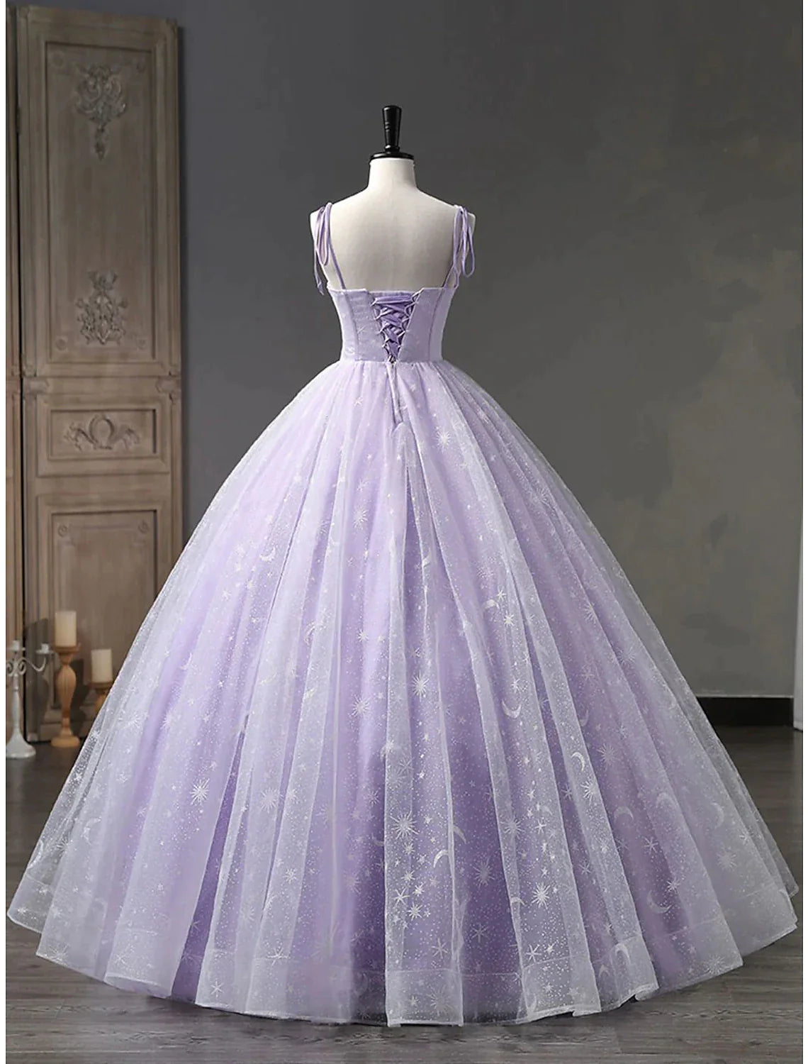 Ball Gown Prom Dresses Minimalist Dress Formal Floor Length Sleeveless Spaghetti Strap Tulle Backless with Pleats Strappy