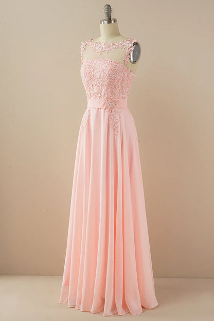 Chiffon Beaded Bateau Prom Dress